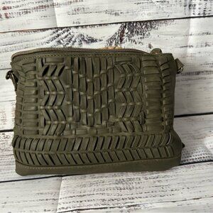Cato Green Quilted Crossbody Bag with Tire Tread Pattern